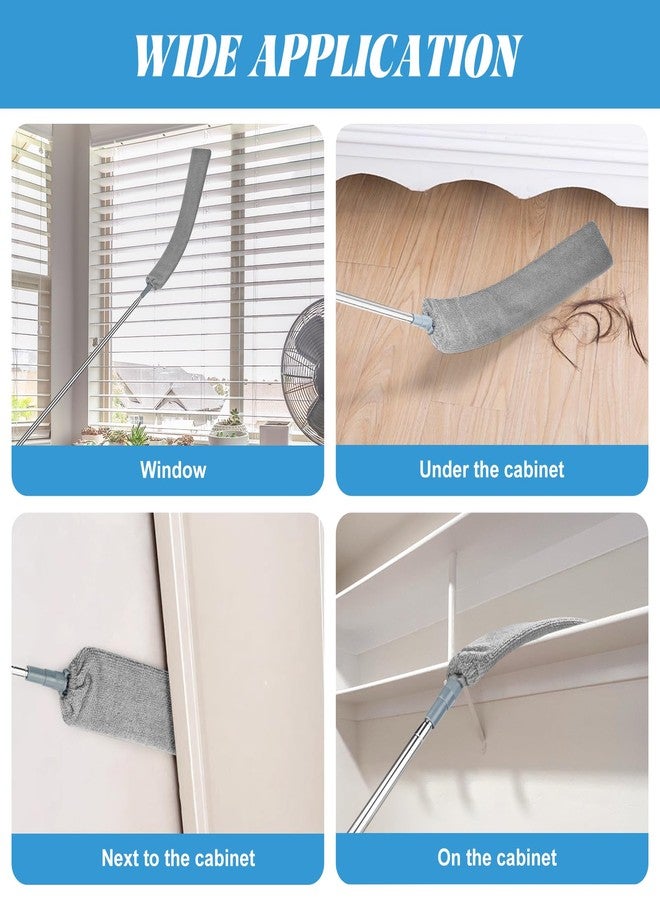 rolyta Retractable Gap Dust Cleaner with 15-98 Inch Extension Pole, Flat Duster for Under Appliances and Furniture, Includes 2 Washable Microfiber Pads for High Ceilings and Hard to Reach Spaces - Image 3